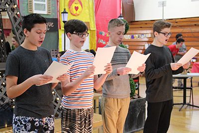 Boys practicing at Middle School Cafe