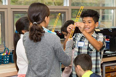 students working in maker space