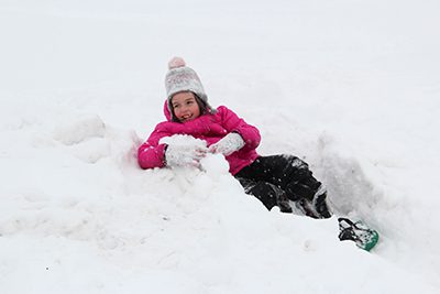 third graders snowshoeing in Phy Ed