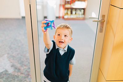 Lower schooler playing in the Makerspace