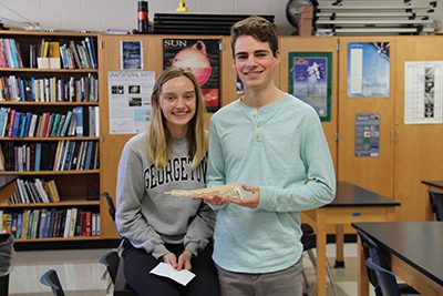 Gabby Law and Henry Peterson with their bridge