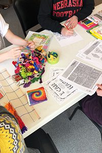 Students doing craft projects