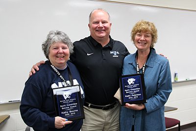 Dan Haase celebrates with Kathy Bourne and Kathi Peterson