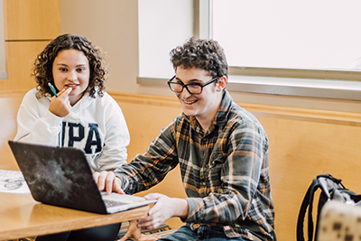 Two students working together