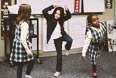 lower school girls dancing to the music