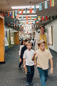 flags decorating the halls for culture day