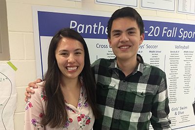 ingrid dai '16 visiting campus and her brother Isak