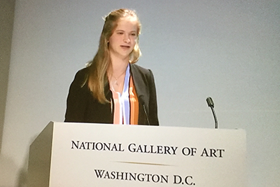 Sofie Netteberg ‘16 speaking at the national gallery of art