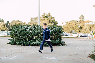 PreK student arriving at school