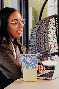 upper school student on a laptop