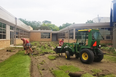 working on the outdoor garden areas