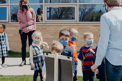 perk students on story walk