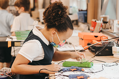 Lower School student working in the Makerspace